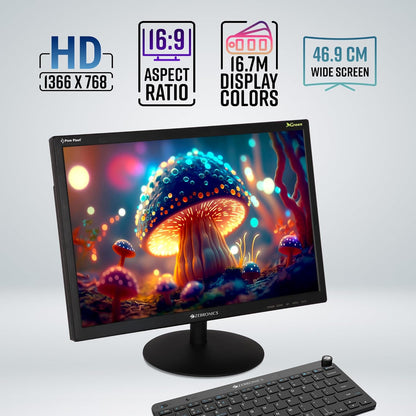 ZEBRONICS Zeb-V19Hd 18.5 Inch (46.99 Cm) Led Monitor with Supporting Hdmi, Vga Input, Hd 1366 X 768 Pixels, 16.7M Colors, Glossy Panel, Slim Design & Wall Mountable, Black